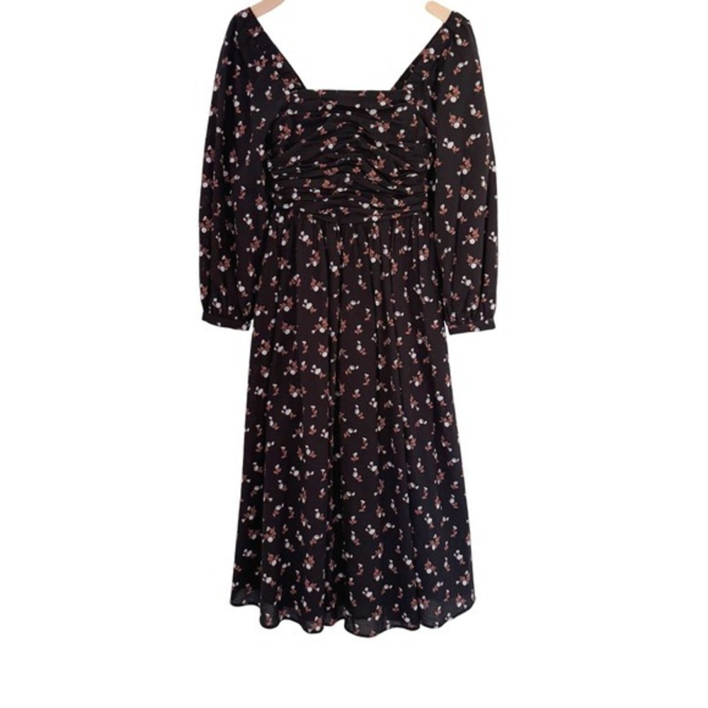 NWT Madewell Woodland Floral Puff Sleeve Midi Dress Size XS - Picture 2 of 9